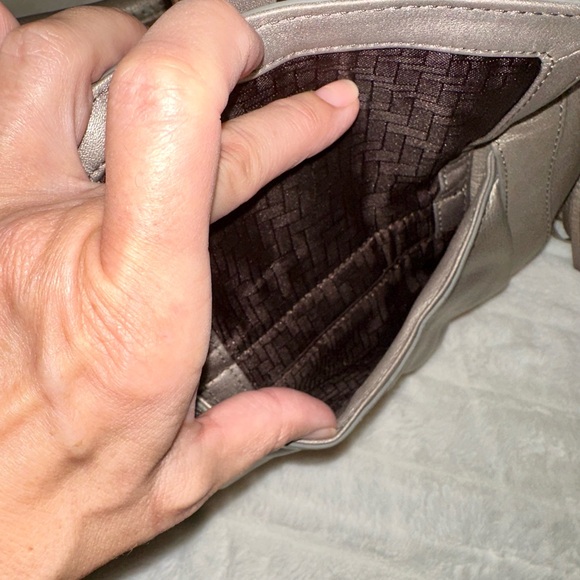 Cole Haan soft leather, pewter colored medium shoulder bag, good used condition - Picture 10 of 15